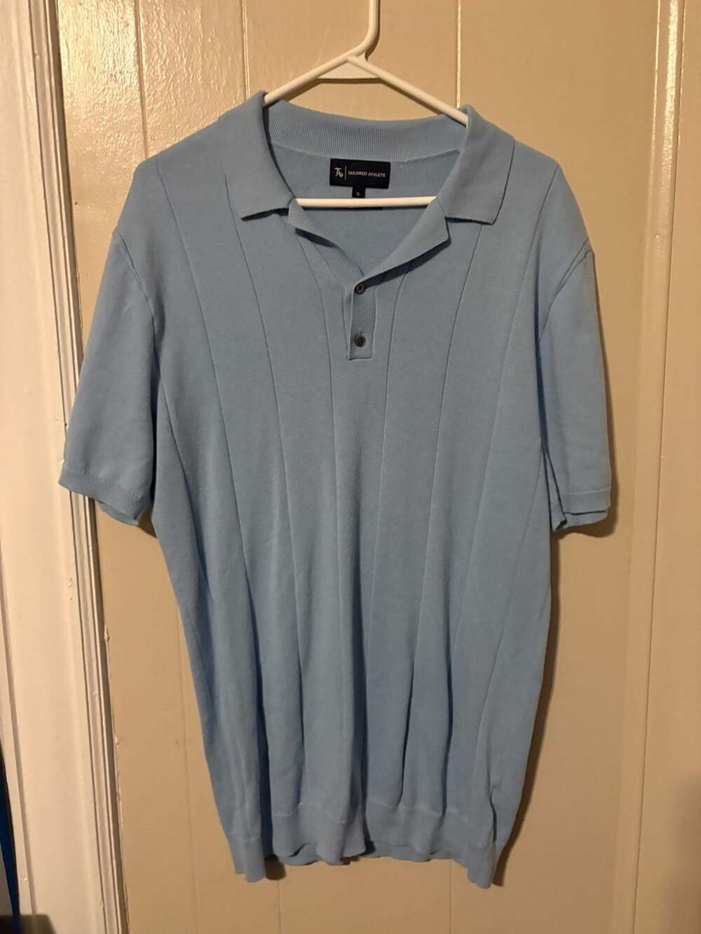 Tailored Athlete Blue 100% Cotton Ribbed Knit Short Sleeve Polo Shirt XL - Picture 1 of 4